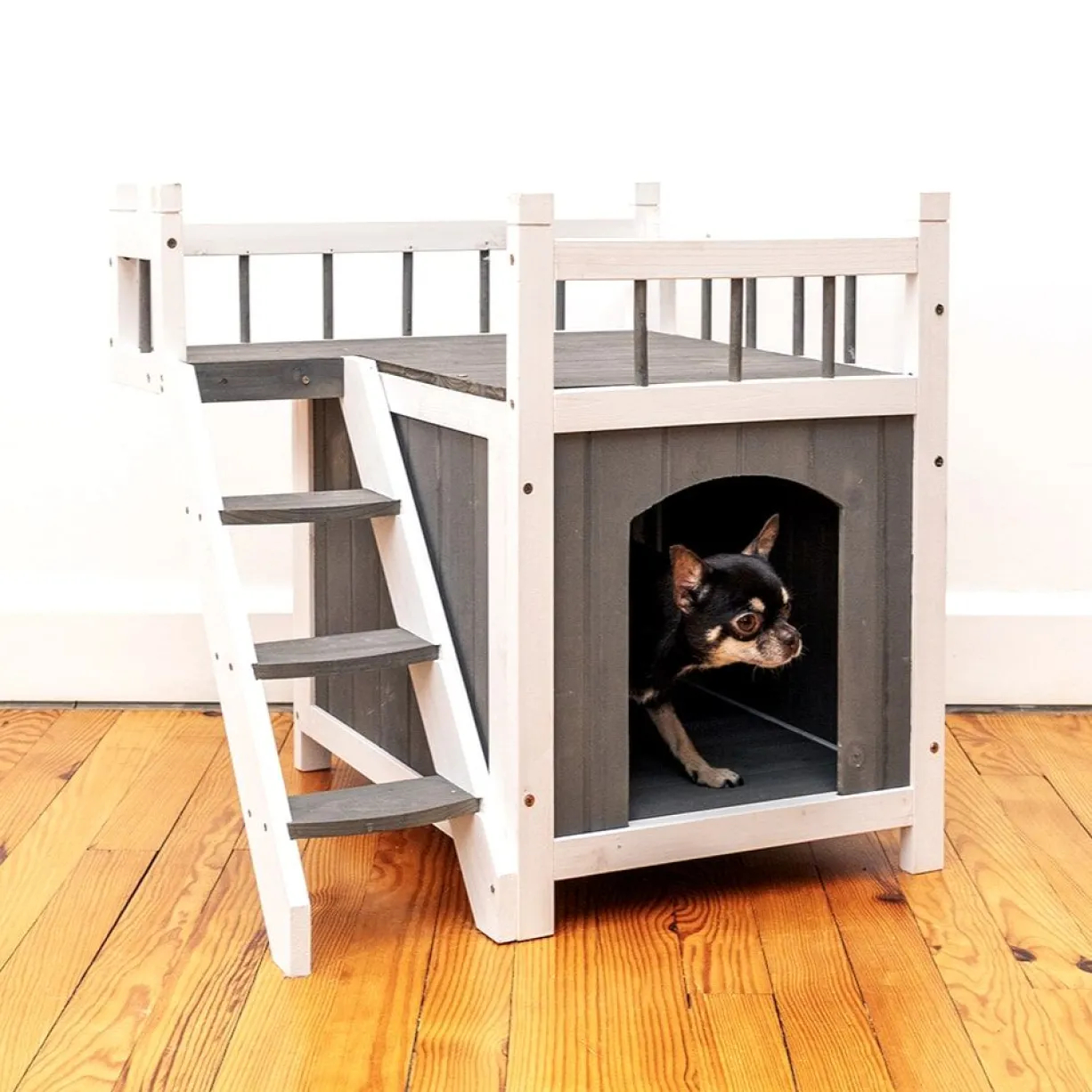 Niche pour chat et petit chien Iroquois avec balcon taille S
