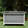 Niche pour chien toit plat ondulé grise et blanche taille L avec porte lamelles PVC taille 2