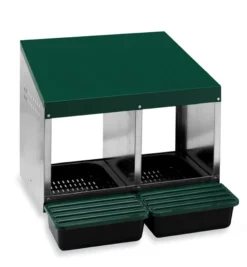 Nid pondoir poule 2 compartiments avec cuvettes fond plastique
