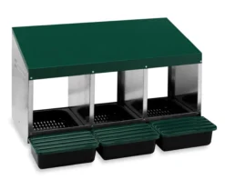Nid pondoir poule 3 compartiments avec cuvettes fond plastique