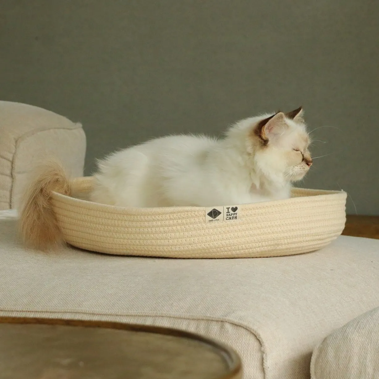 Panier pour chat en corde de coton doux Jess beige - D&D Home