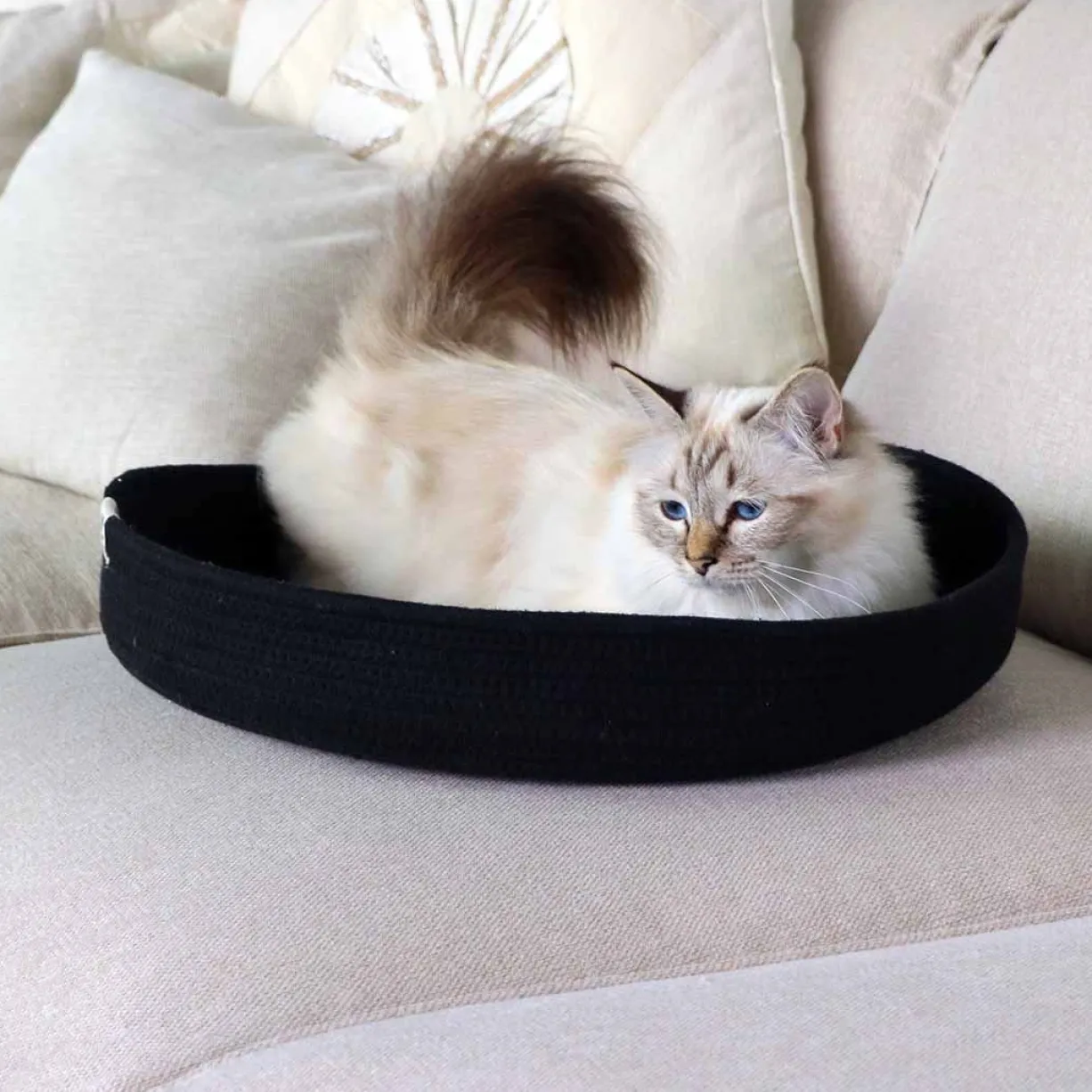 Panier pour chat en corde de coton doux Jess noir - D&D Home