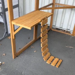 Plateforme avec pont suspendu en bois pour catio modulable chat « Kat’Venture »