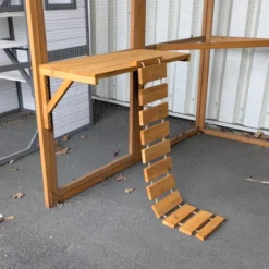 Plateforme avec pont suspendu en bois pour catio modulable chat « Kat’Venture »