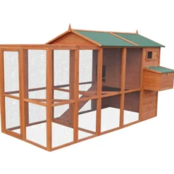 Poulailler Gaulois II toit shingle jusqu’à 10 poules avec extension parc grillagé