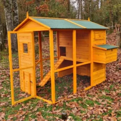 Poulailler Gaulois II toit shingle jusqu’à 10 poules avec extension parc grillagé