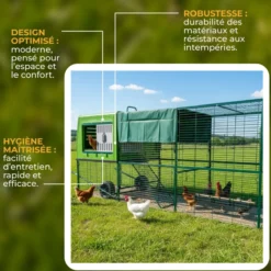 Poulailler plastique mobile avec grand parc 6 à 9 poules The Egg Palace - Gaun