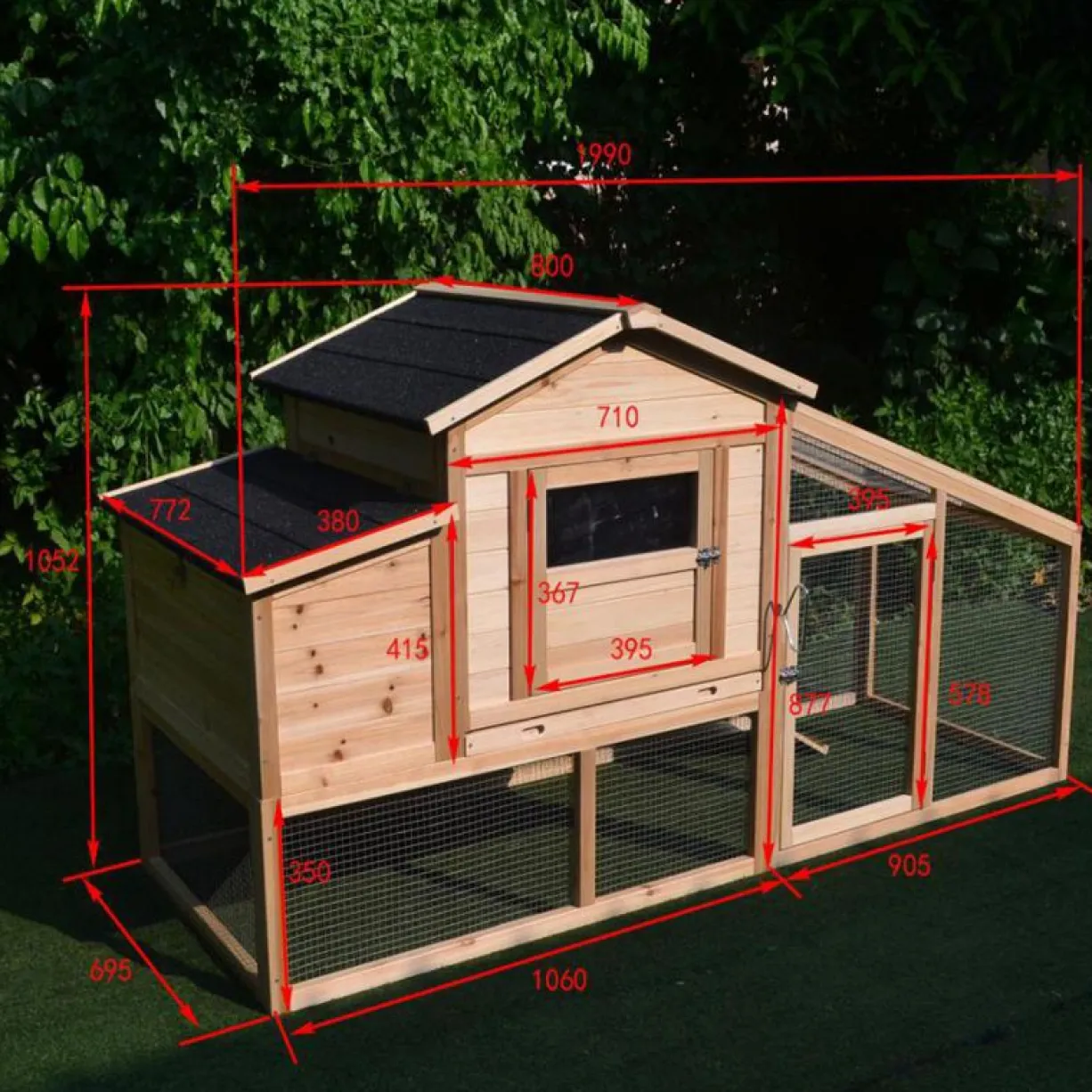 Poulailler Soie toit shingle et polycarbonate jusqu’à 6 poules