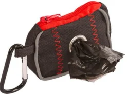 Sac pour sachets à déjections noir/rouge,8 x 5, 5 x 4 cm