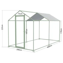 Structure Volière poule - Enclos lapin et chat - 8m² 4x2x2,25m - Ø32mm Acier Galvanisé - sans grillage