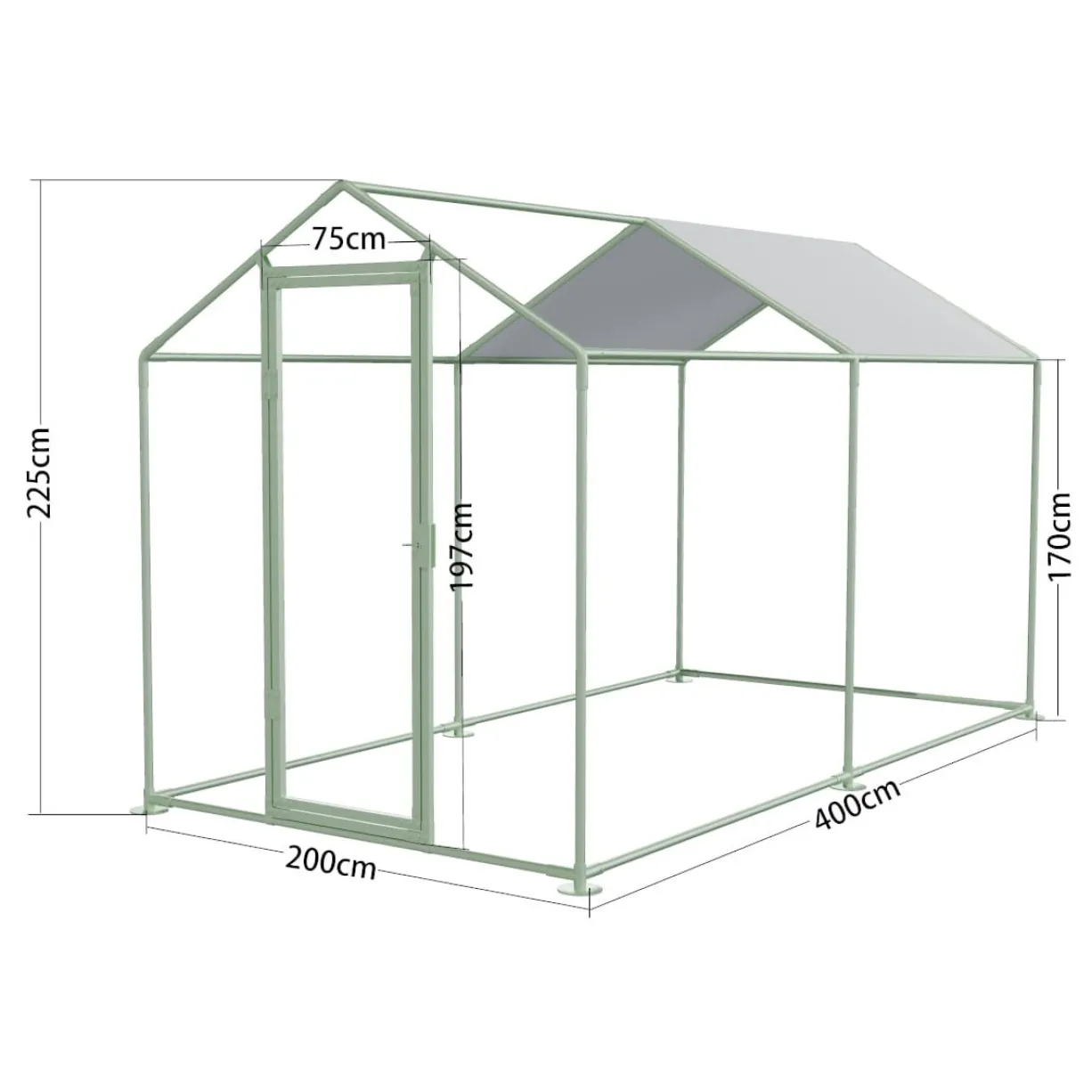 Structure Volière poule - Enclos lapin et chat - 8m² 4x2x2,25m - Ø32mm Acier Galvanisé - sans grillage