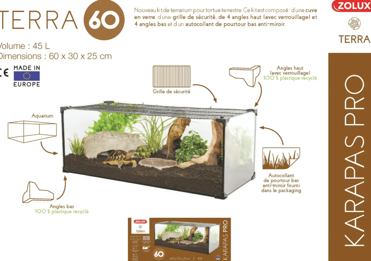 Terrarium tortue Karapas Terra 60 Pro noir - Zolux
