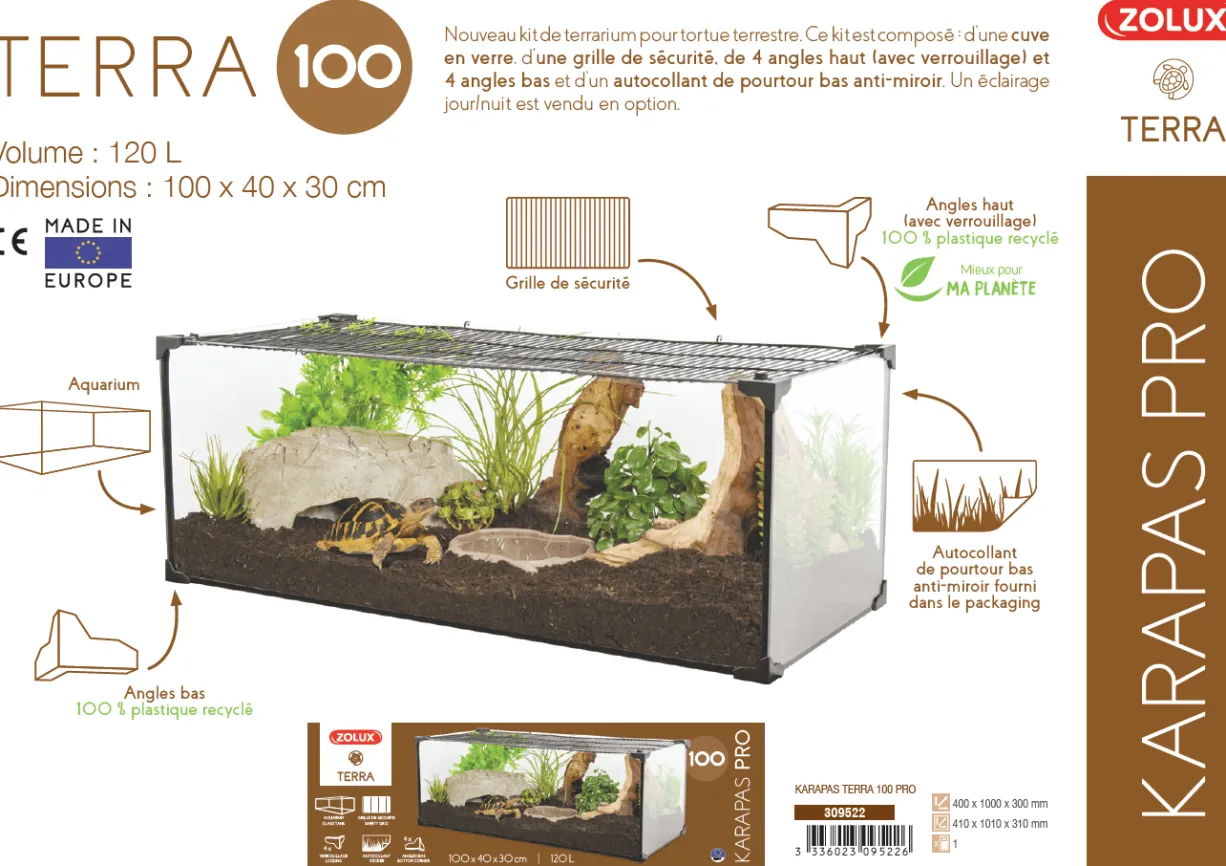 Terrarium tortue Karapas Terra 100 Pro noir - Zolux