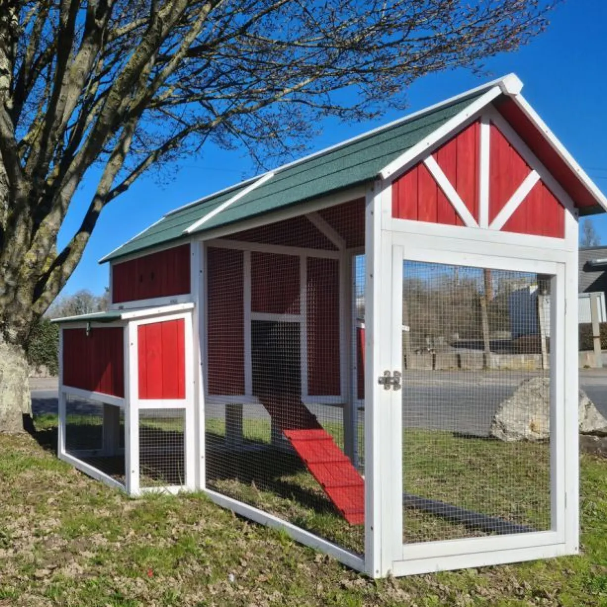 Toit de pondoir poulailler Deluxe rouge jusqu’à 12 poules