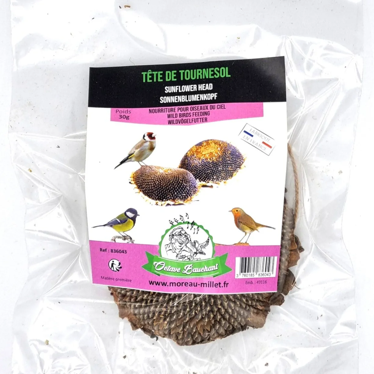 Tête de tournesol à picorer oiseaux du jardin 30g - Octave Bauchant