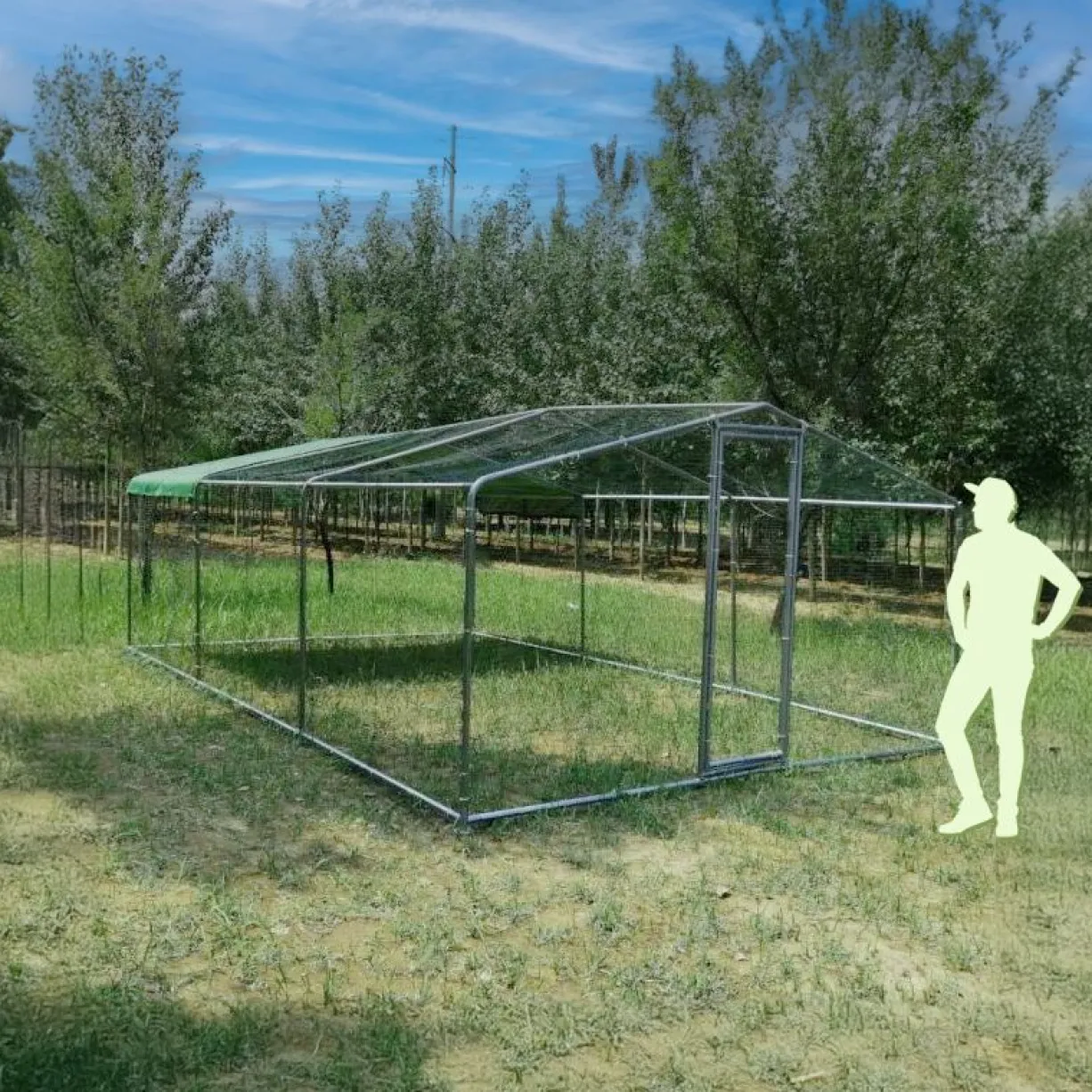 Volière poule - Enclos lapin et chat - 18m² 6x3x2,25m - Ø38mm Acier Galvanisé