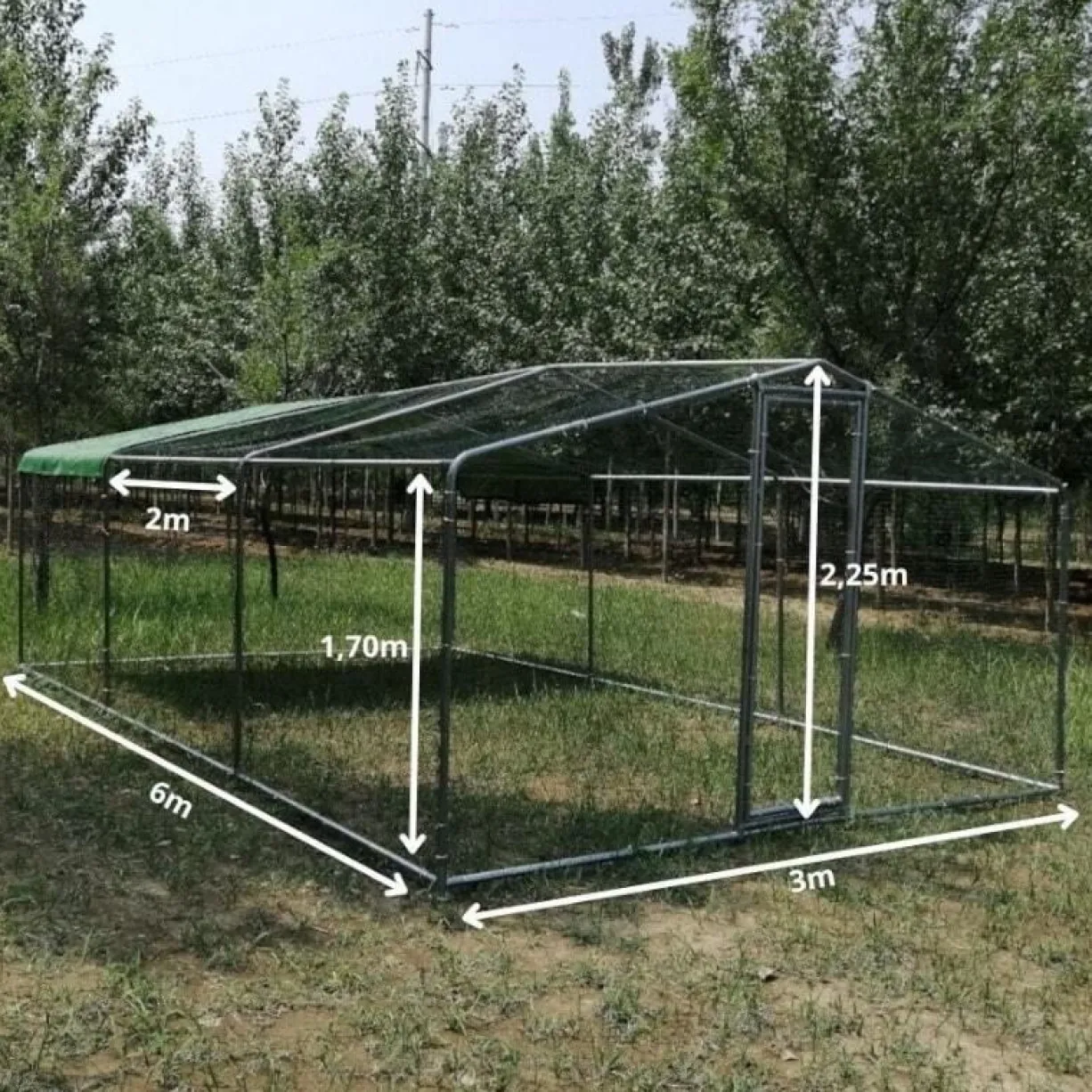 Volière poule - Enclos lapin et chat - 18m² 6x3x2,25m - Ø38mm Acier Galvanisé