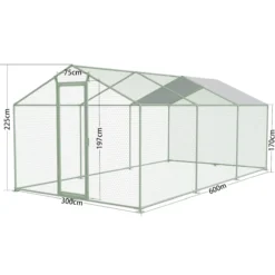Volière poule - Enclos lapin et chat - 18m² 6x3x2,25m - Ø38mm Acier Galvanisé