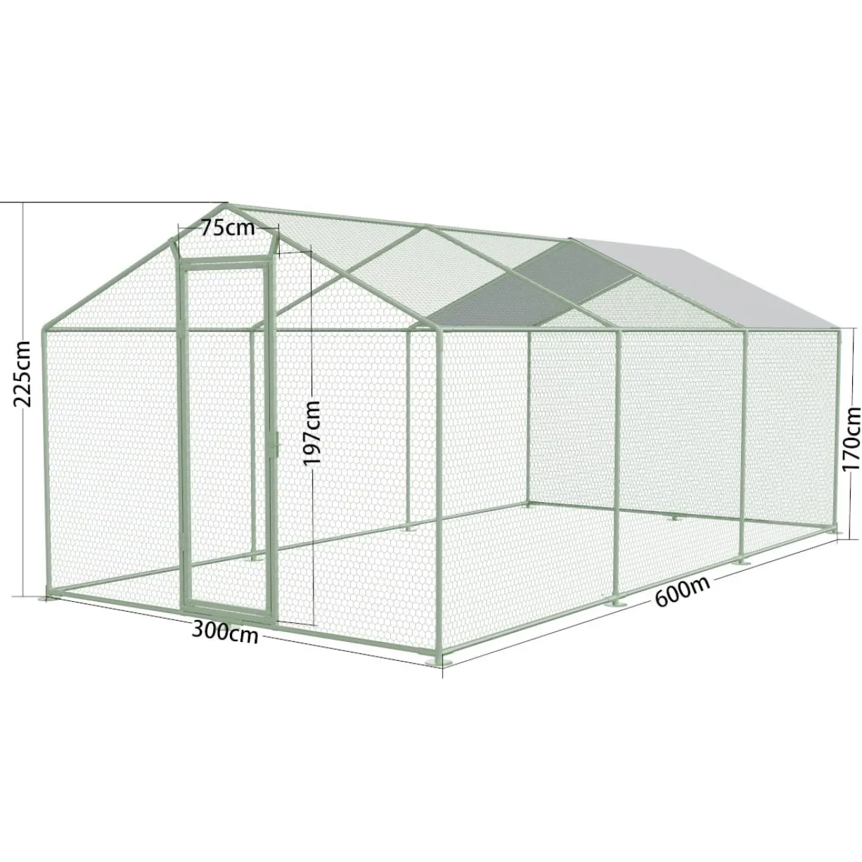 Volière poule - Enclos lapin et chat - 18m² 6x3x2,25m - Ø38mm Acier Galvanisé