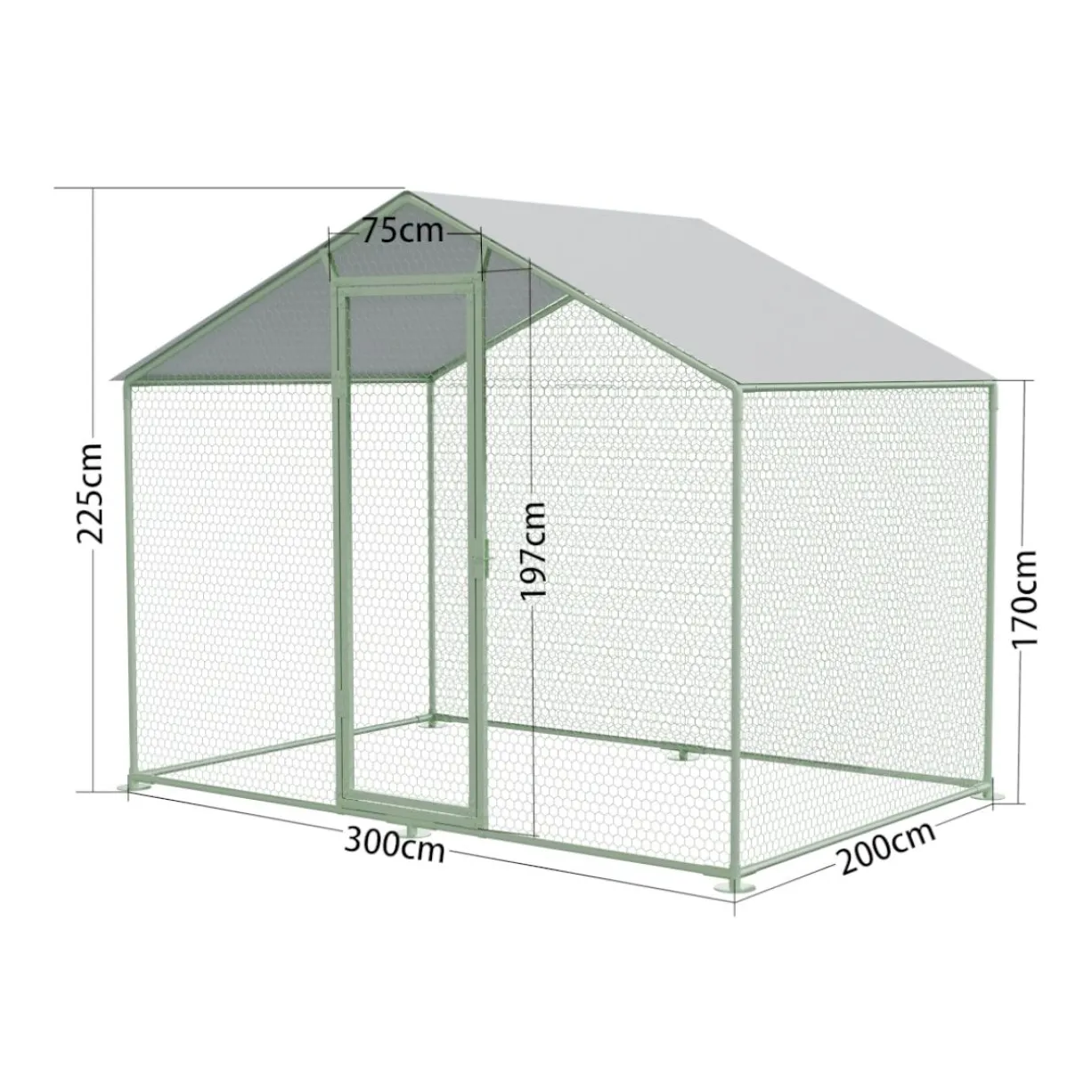 Volière poule - Enclos lapin et chat - 6m² 2x3x2,25m - Ø38mm Acier Galvanisé avec bâche