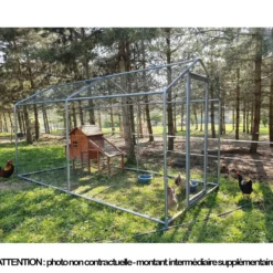 Volière poule - Enclos lapin et chat - 12m² 6x2x2,25m - Ø32mm Acier Galvanisé