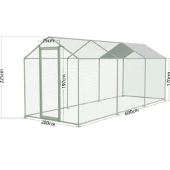 Volière poule - Enclos lapin et chat - 12m² 6x2x2,25m - Ø32mm Acier Galvanisé